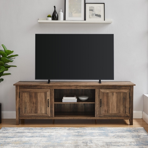 70" Modern Farmhouse TV Stand in Rustic Oak Finish